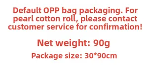 Detailed specifications showing net weight 90g and packing size 30x90cm on white background