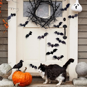 3D realistic black bat wall stickers set for Halloween home and outdoor decoration