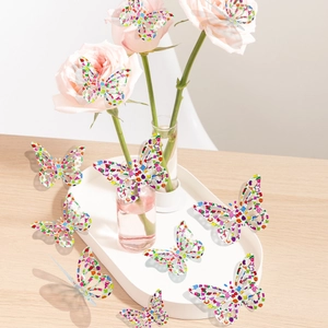 3D colorful butterfly wall stickers with floral patterns on pink flowers backdrop