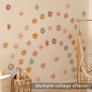 Bohemian floral wall decals with Morandi colors in a rainbow pattern for home decoration