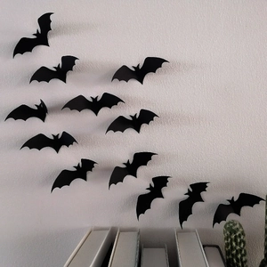 3D black bat wall stickers with realistic flying effect for Halloween home decoration