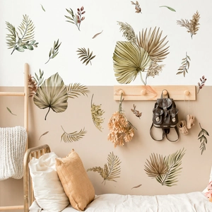 Große Wandaufkleber im Boho-Stil mit getrockneten Palmblättern für nordische Deko