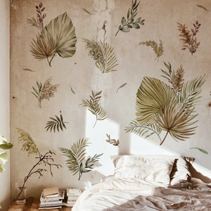 Boho Botanische Wandaufkleber Große PVC Tropische Blätter Palme Farn Nordischen Stil Florale Wandtattoos Für Schlafzimmer Deko
