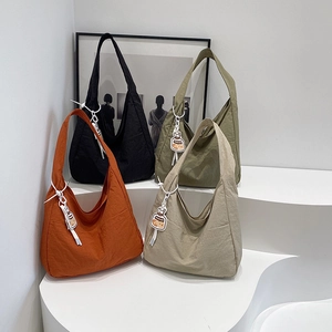 Grand Sac Bandoulière Casual en Toile pour Femmes Rétro Couleur Unie Cabas Simple Trajet Quotidien Sac Hobo