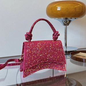 Women Fashion Sequin Glitter Crossbody Bag With Knotted Handle Star Pattern Curved Bottom Small Handbag For Party Wedding