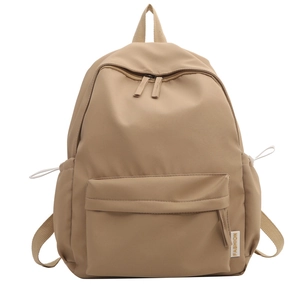 Minimalist large capacity khaki oxford backpack with fashion label and dual zippers