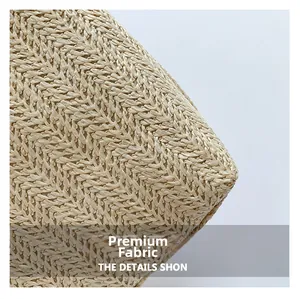 Detailed close-up showing high-quality straw woven texture and natural rope craft