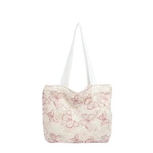 Elegant butterfly embroidery lace tote bag with large capacity for women summer fashion