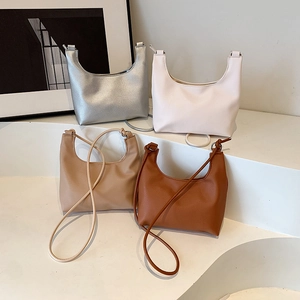 Minimalist solid color crescent hobo bags in four colors for women casual shoulder style