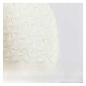 Detail of white bubble textured knitted fabric showing 3D embossed pattern on handbag