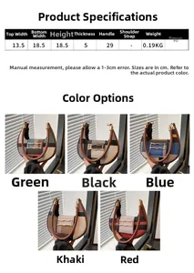Detailed size chart and dimensions of the stylish checkered crescent saddle shoulder bag