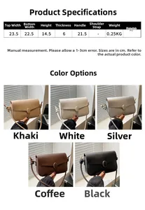 Guide des tailles pour sac bandoulière femme en PU avec dimensions et coloris