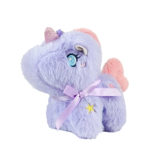 Cute purple plush unicorn keychain with pink sequin horn and star embroidery decoration