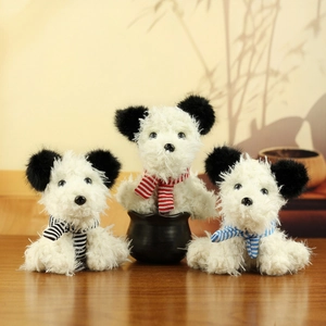 Cute West Highland White Terrier Plush Toy Pendant Dog Keychain Bag Charm Soft Stuffed Animal Doll With Striped Scarf Gift For Women Girls
