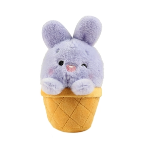 Cute purple plush bunny ice cream cone pendant with soft texture and embroidery