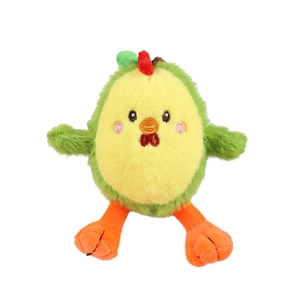 Cute avocado chicken plush keychain featuring soft green fur and embroidered facial details