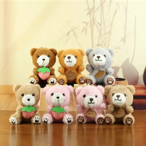 Schattige Teddybeer Pluche Sleutelhanger Tas Hanger Zachte Knuffelbeer Pop Met Aardbei Decoratie Hart Poot Cadeau