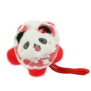 Kreativer Panda-Plüsch-Schlüsselanhänger mit Blütenblättern und Spitzenkragen als Taschenanhänger