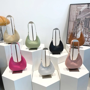 Minimalist PU Leather Crescent Underarm Bag For Women Solid Color Simple Hobo Shoulder Bag Daily Fashion Handbag