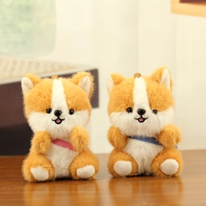 Mignon Porte-clés Chien En Peluche Shiba Inu Corgi Animal En Peluche Doux Pendentif De Sac Kawaii Chiot Jouet Pour Femmes Filles Cadeau