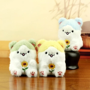 Portachiavi in Peluche a Forma di Criceto Kawaii Con Ricamo a Girasole Simpatico Ciondolo per Borsa a Forma di Topolino per Bambini