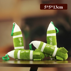Porte-clés en peluche missile DF-5C vert et blanc avec crochet en plastique 13cm