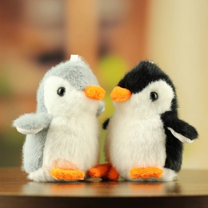 Pluche pinguïn sleutelhangers in zwart en grijs voor schattige rugzak decoratie