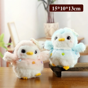 Cute plush penguin doll pendants with lace dresses and headwear for bag decoration