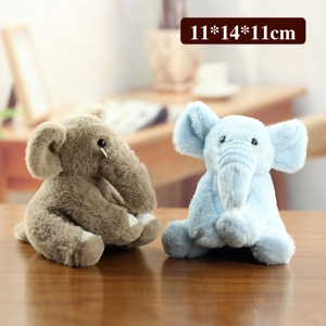 Plush elephant toy set in brown and blue colors, sized 11x14x11cm for home decoration