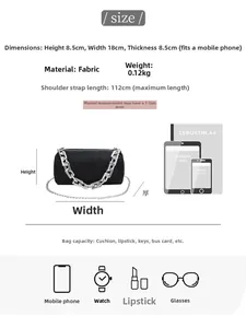 Size chart showing 18cm rhinestone bag capacity for phone, lipstick, and essentials