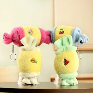 Cute Plush Candy Keychain Soft Stuffed Fruit Toy With Strawberry Cherry Pineapple Watermelon Embroidery Bag Pendant Gift For Women Kids