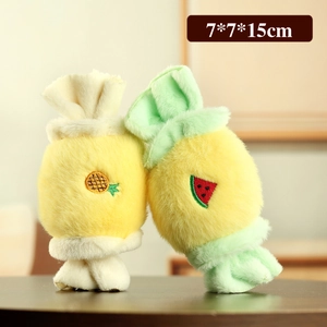 Cute candy-shaped plush pendants with pineapple and watermelon patterns in soft fabric