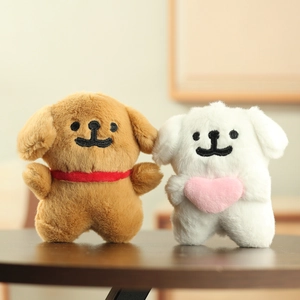 Cute Plush Dog Keychain Pendant Heart Puppy Stuffed Animal Doll Bag Charm For Birthday Gift Minimalist Puppy Soft Toy Decor