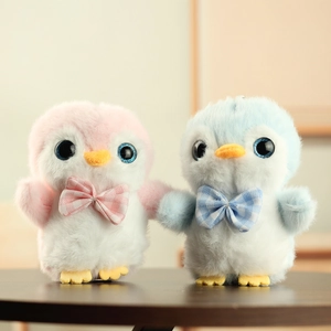 Mignon Porte-clés en Peluche de Pingouin Bijou de Sac Avec Nœud Yeux Pailletés Pendentif Animal Rembourré Cadeau