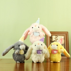 Cute Long Eared Plush Rabbit Bunny Pendant Soft Faux Fur Stuffed Animal Toy Bag Keychain Charm Decoration Gift For Women