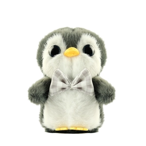 Porte-clés pingouin mignon avec nœud papillon gris et peluche douce pour sacs