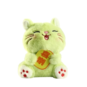 Simpatico portachiavi gatto in peluche verde con segno Xi Le per borse e regali