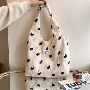 Women Tote Bag Knitted Heart Print 3D Floral Large Capacity Textured Shoulder Bag For Casual Commuting