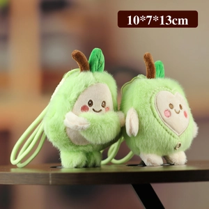 Cute avocado plush keychains with smiling faces and hanging loops in 10x7x13cm size