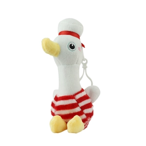 Ciondolo papera marinaio in peluche con cappello da chef e maglia a righe per borse
