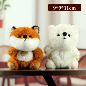 Set de renard et ours en peluche, porte-clés faits main de 9x9x11cm pour décoration
