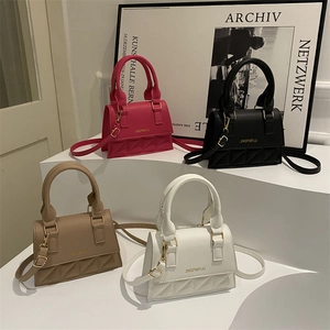 Quilted faux leather crossbody bags in pink, black, khaki, and white for winter fashion