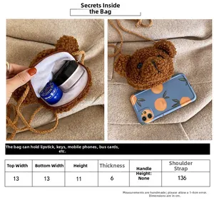 Guida alle taglie della borsa a orsetto di peluche con dettagli su capacità e dimensioni