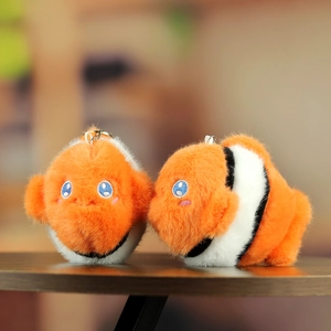 Cute Clownfish Plush Keychain Soft Stuffed Sea Animal Fish Bag Charm Small Plushie Toy For Backpack Decoration Gift