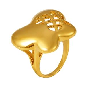 Anello cuore cavo in acciaio inossidabile placcato oro 18K con stile traforato farfalla