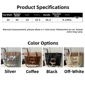 Tableau des tailles et guide des couleurs pour ce grand sac fourre-tout bicolore