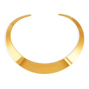 Collier ras du cou torque doré poli avec un design minimaliste en croissant pour femme