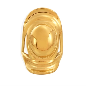 Exaggerated French style gold dome ring with a geometric polished sculptural design