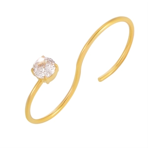 Élégantes boucles d'oreilles dorées en S avec zircon rond et serti à quatre griffes