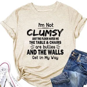 Women Casual Cotton Blend Humorous Slogan T-Shirt Short Sleeve Round Neck Graphic Tee Summer Daily Comfort Fashion Top